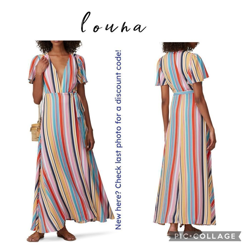 Louna | Women's Meghan Wrap Maxi in Multi Stripe, Size Small‎